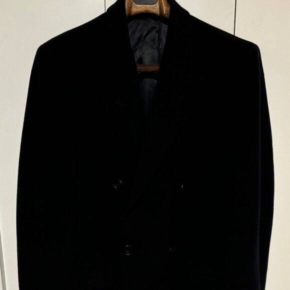 Holt Renfrew Made in England Double Breasted Navy Cashmere Overcoat Med - Large - Picture 6 of 16